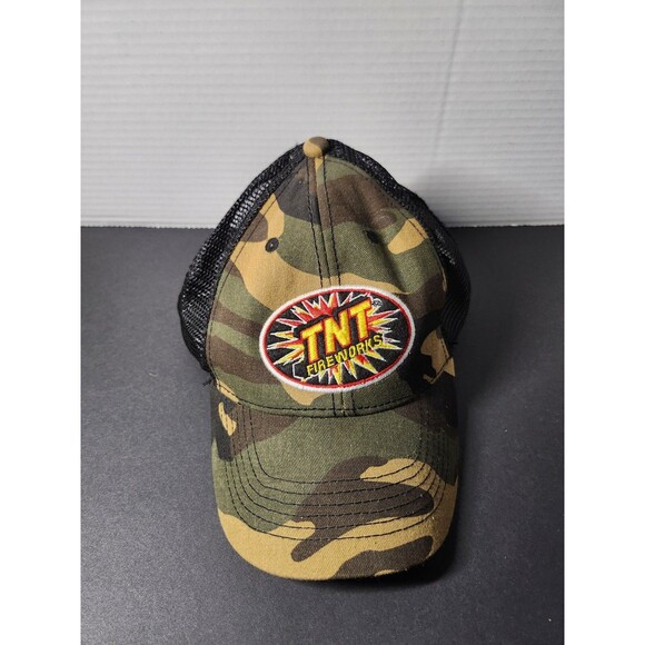 TNT Fireworks Trucker Baseball Cap Hat One Size Hook And Latch Camouflage - Picture 1 of 5